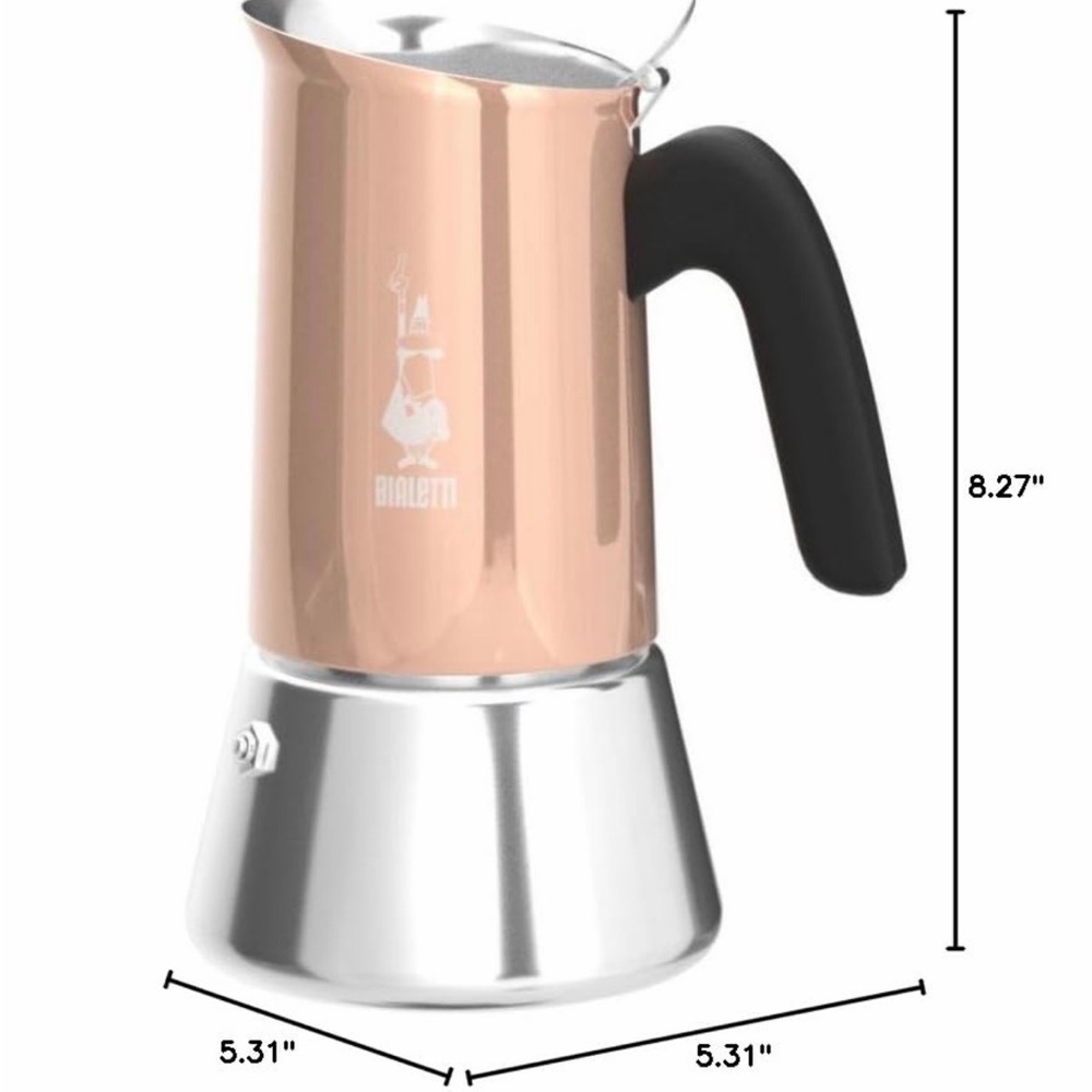 Bialetti Venus 6 Cup Espresso Maker Stainless Steel Copper Induction Rose Gold - Picture 5 of 10